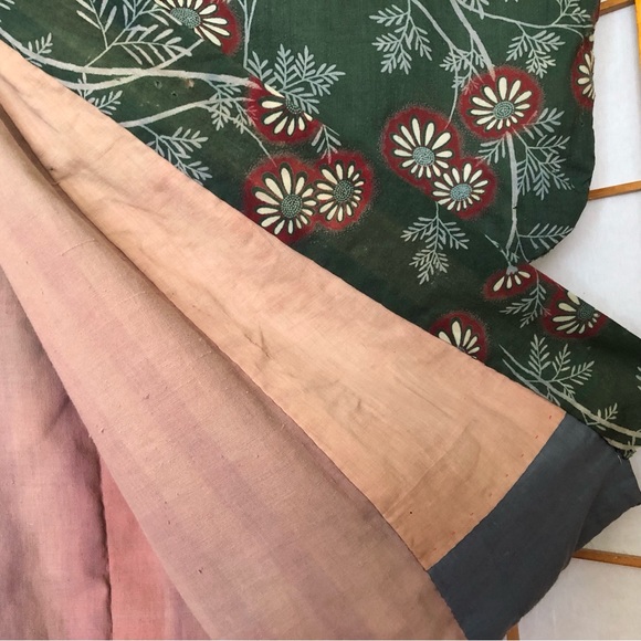 ❌SOLD Vintage Green Floral Cotton “Boro” Cropped Kimono Robe Jacket - Picture 9 of 13